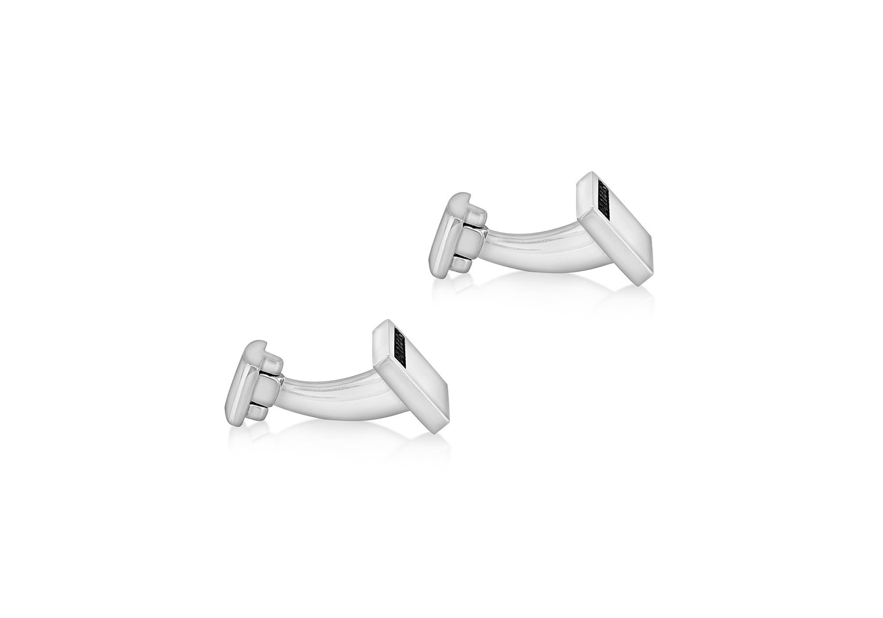 Rhodium plated Sterling Silver Cufflinks with Black Sapphire Stones