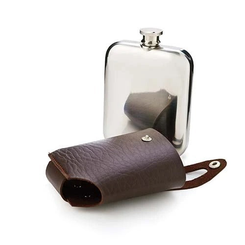 STAINLESS STEEL FLASK AND TRAVELING CASE BY