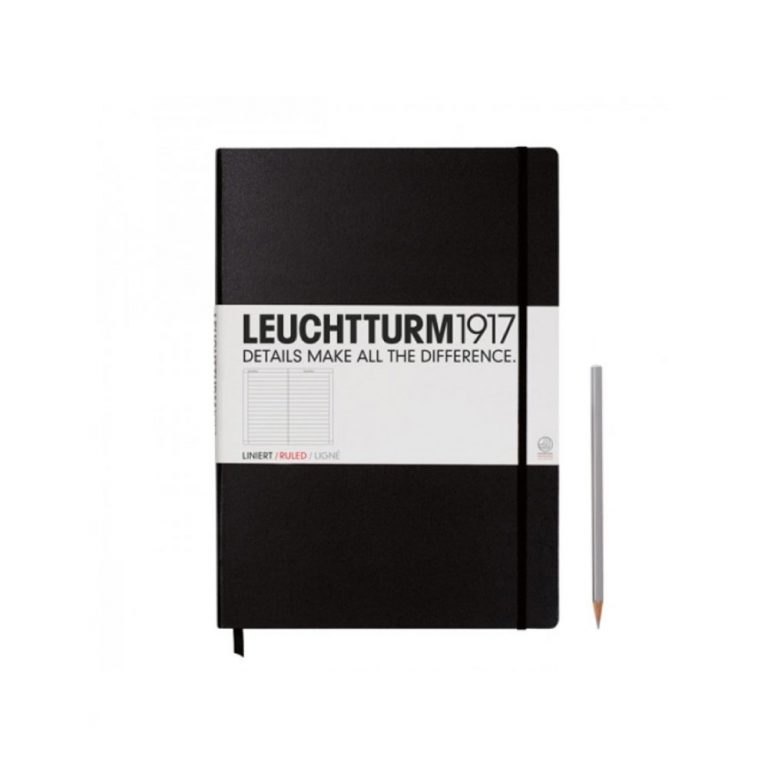 Notebook Master (A4+) Hardcover, 235 Numbered Pages, Ruled, Black