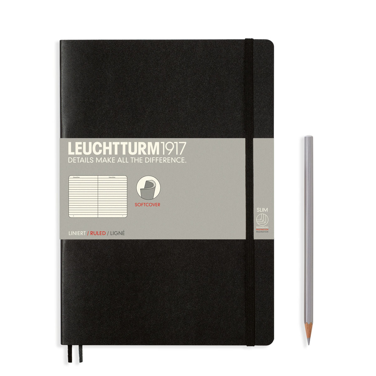 Notebook Composition (B5) Ruled, Softcover, 121 Numbered Pages, Black