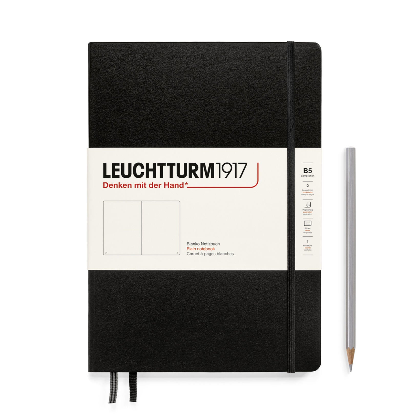 Notebook Hardcover composition (B5), 219 Numbered pages, Plain, Black