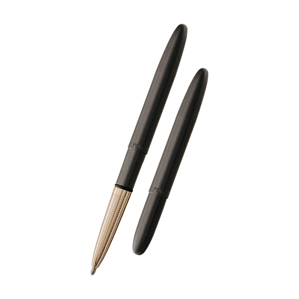 Matte Black Bullet Space Pen, Gold Finger Grip