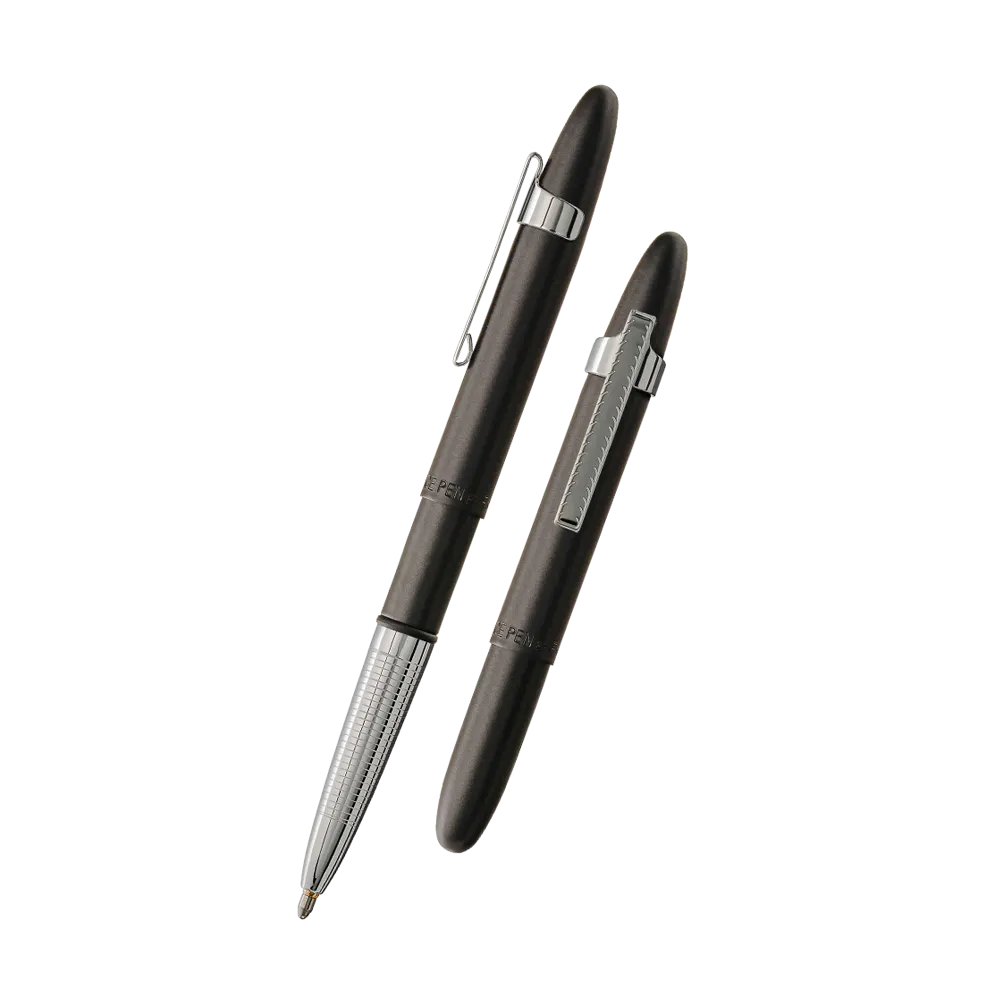Matte Black Bullet Space Pen, Chrome Grip & Clip