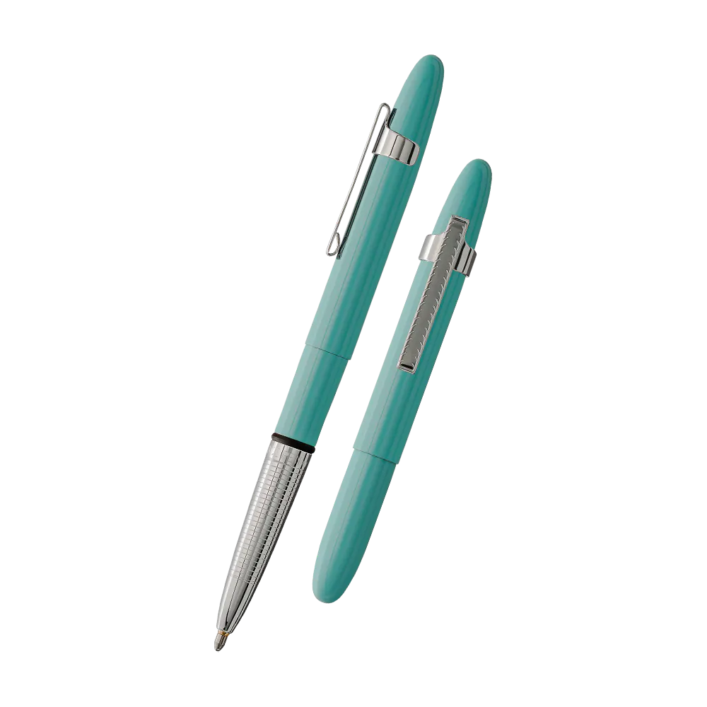 Tahitian Blue Bullet Space Pen, Chrome Finger Grip