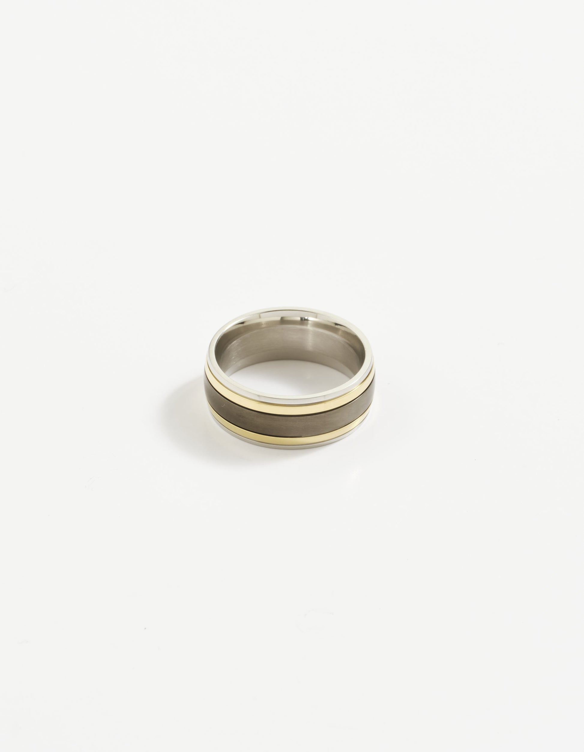 Cudworth Polished Stainless Steel, Ion Plated Gold & Matt Ion Plated Black Ring