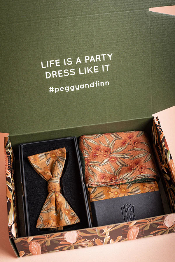 Peggy and Finn Bow Tie Gift Set Flowering Gum Terracotta