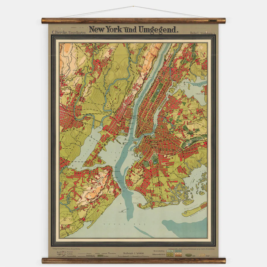 New York Map - Vintage Wall Decor