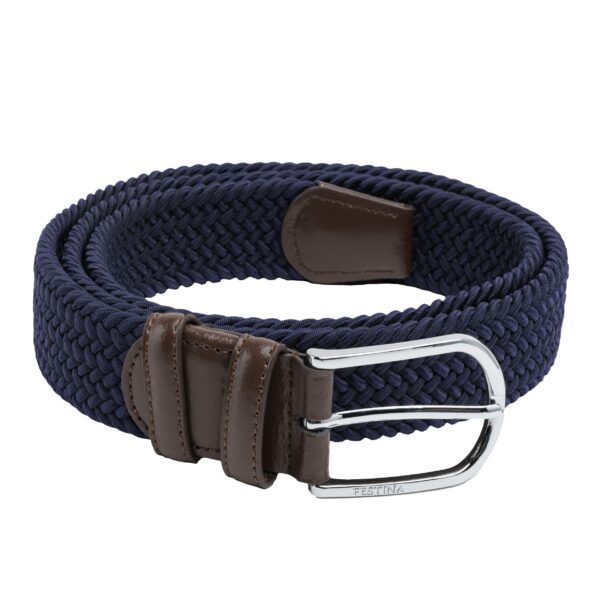 Navy Stretch Web /Leather Belt Sports