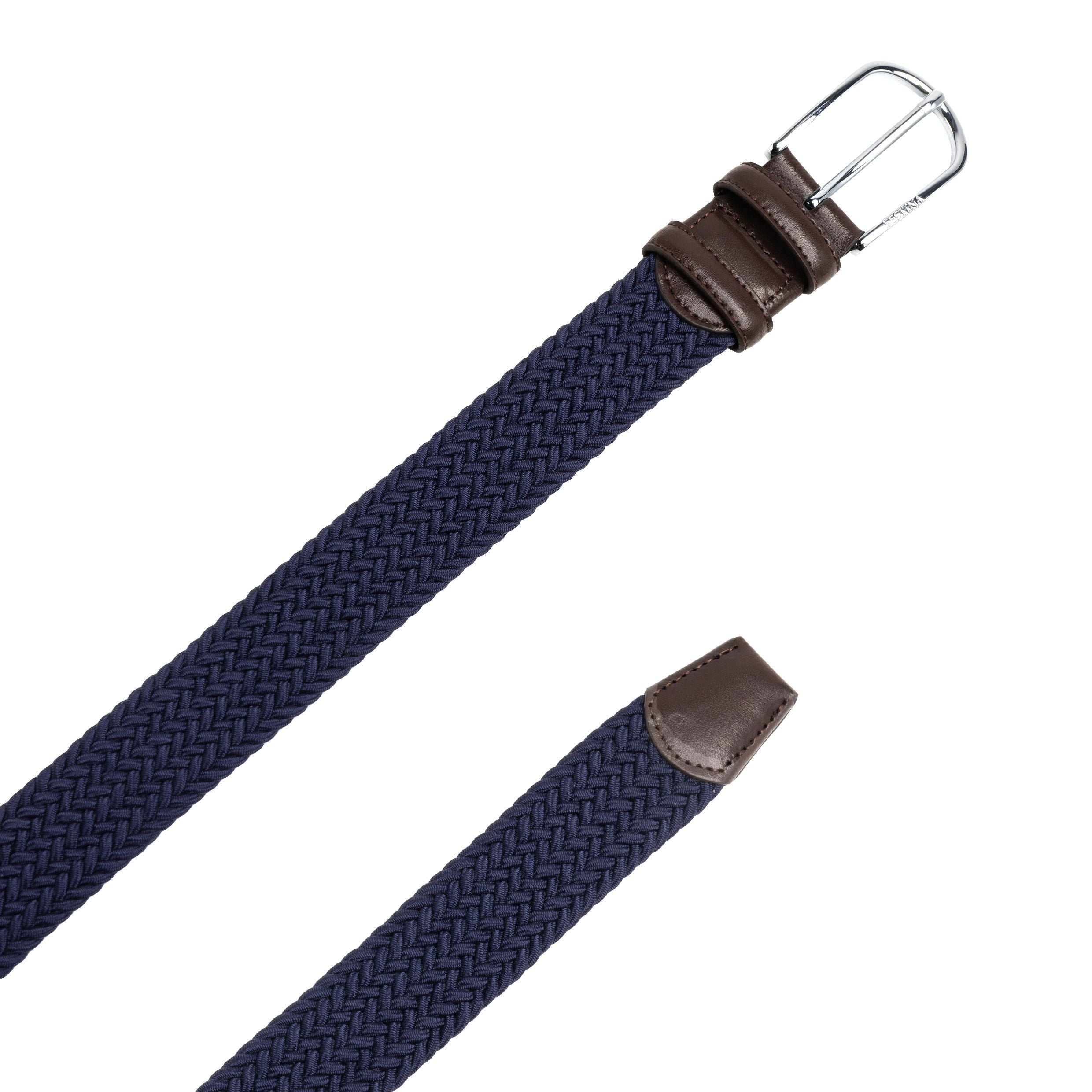 Navy Stretch Web /Leather Belt Sports