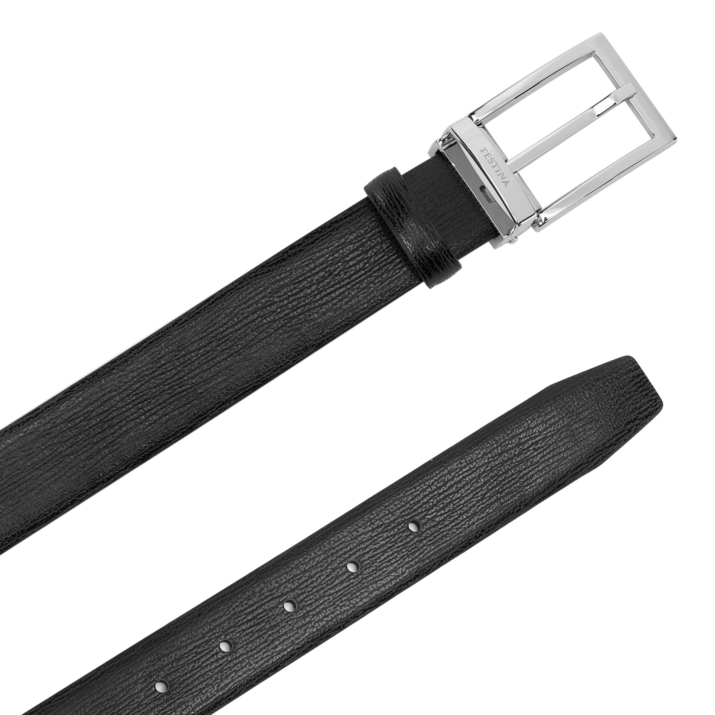Leather Belt Button Black