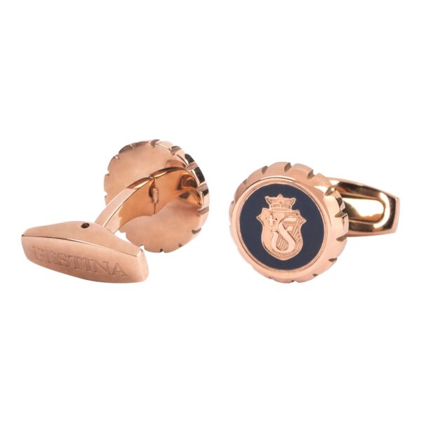 Stainless Steel Cufflinks Chronobike Navy & Ion plated Rose Gold
