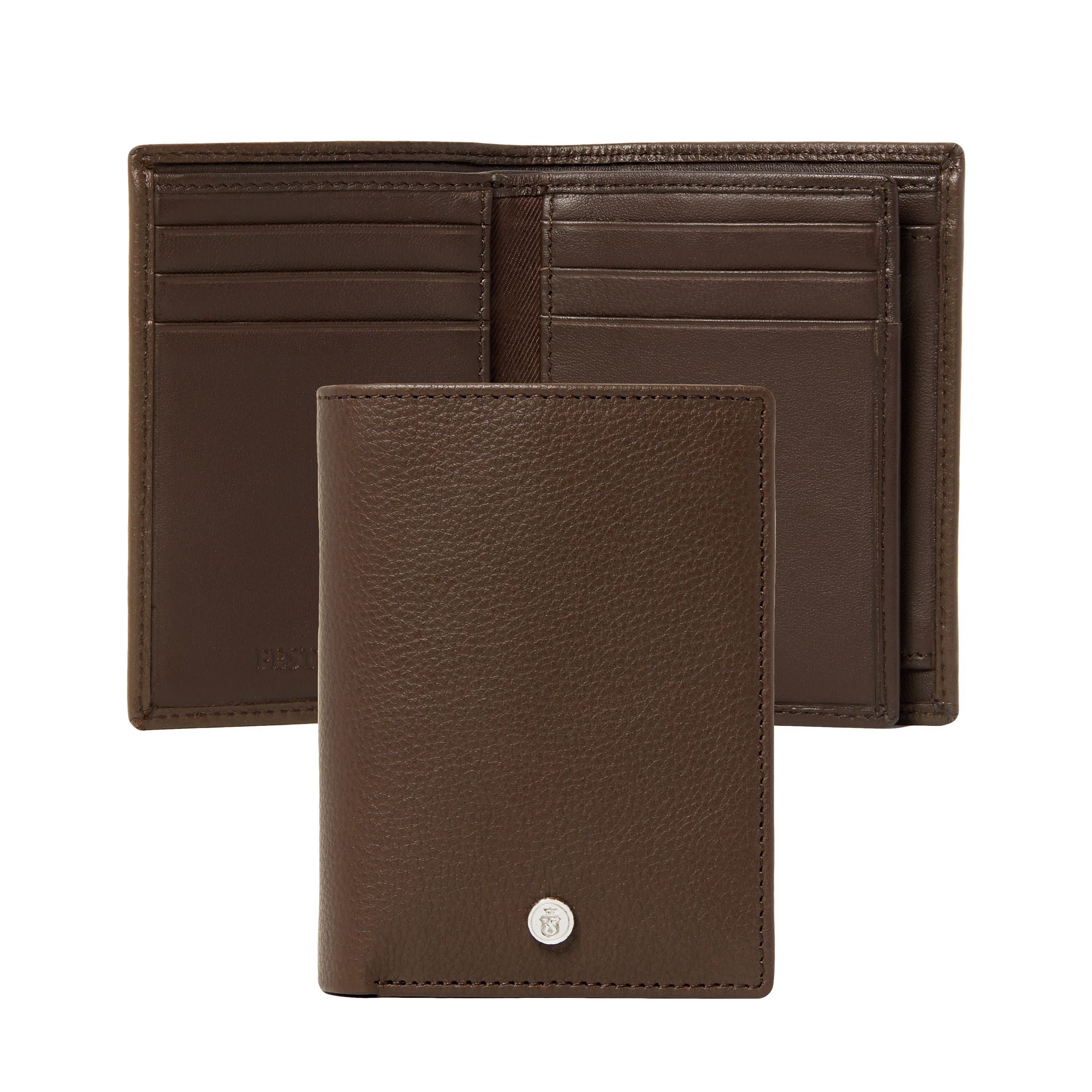 Leather Card Holder with Flap Button