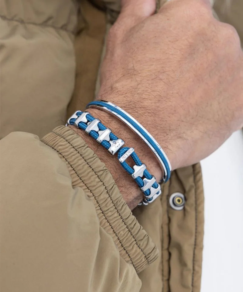 Pig and Hen Bracelet Bold Bob Ocean Blue  Silver