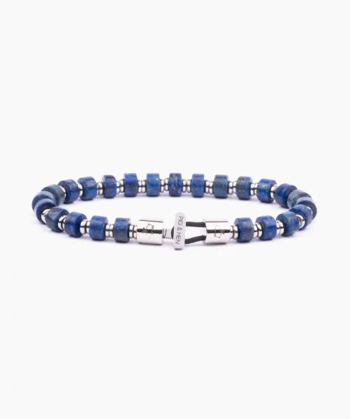 Pig and Hen Silver Bracelet Brontide 6mm Lapis Lazuli