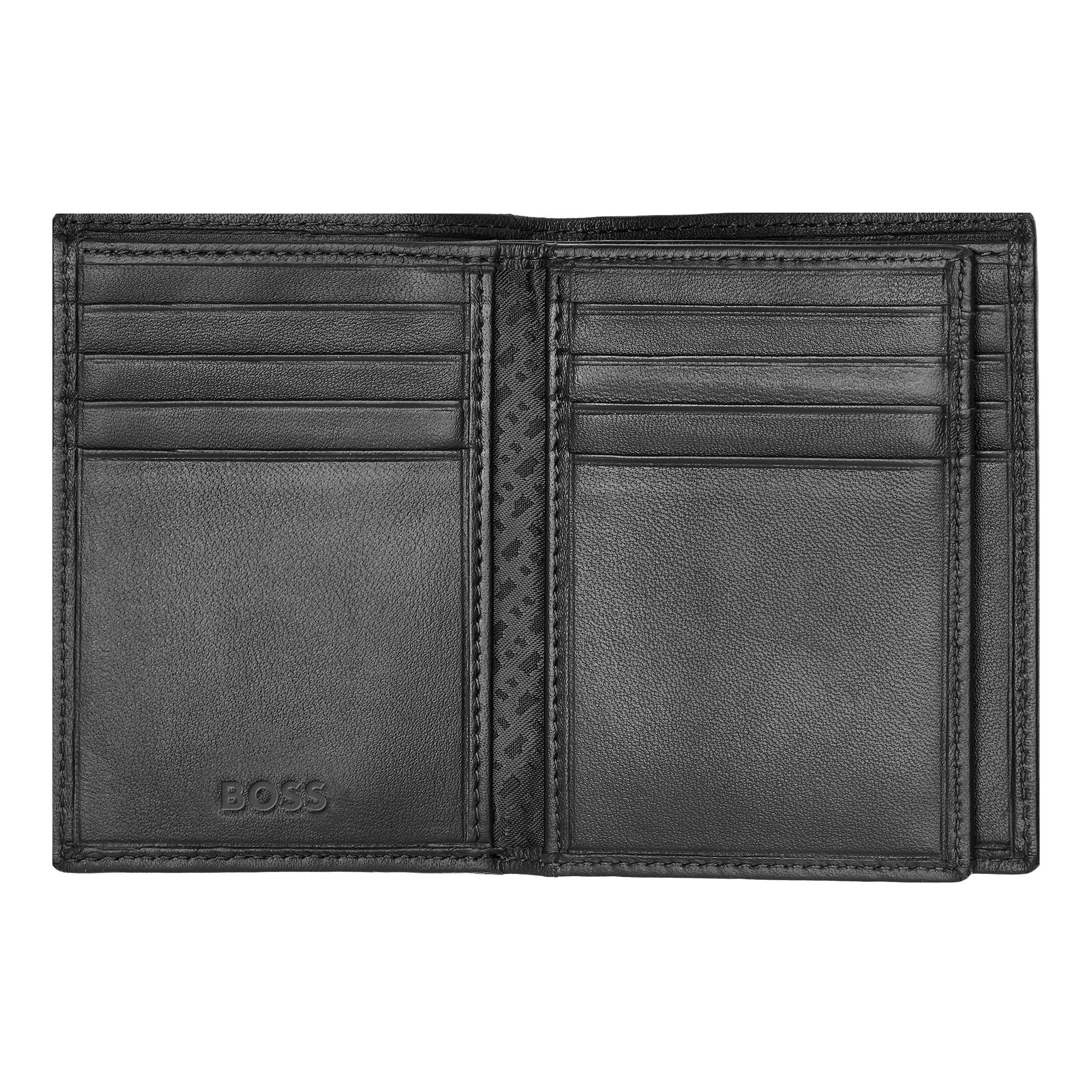 Leather Card holder Trifold Classic Smooth Black
