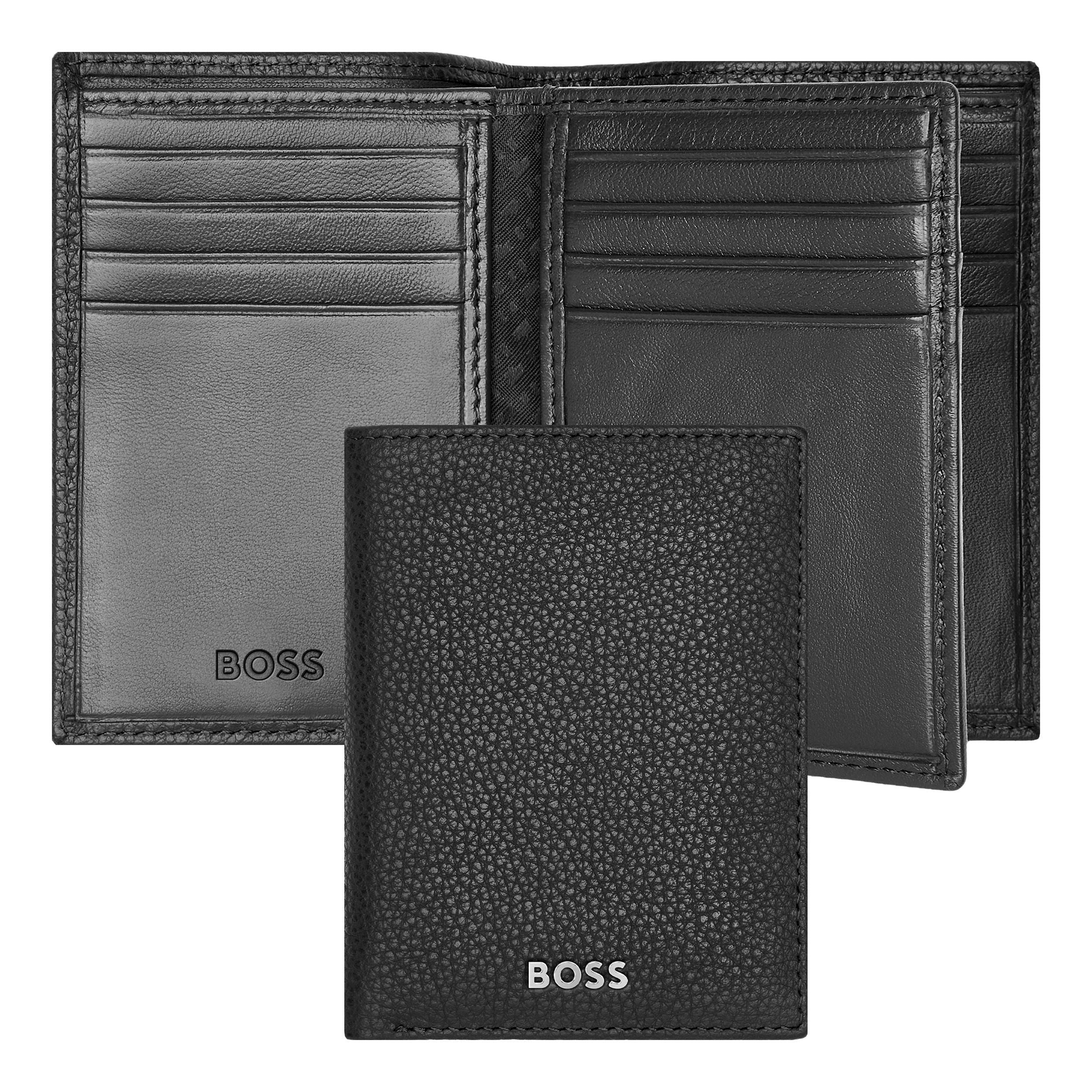Leather Card Holder Trifold Classic Grained Black