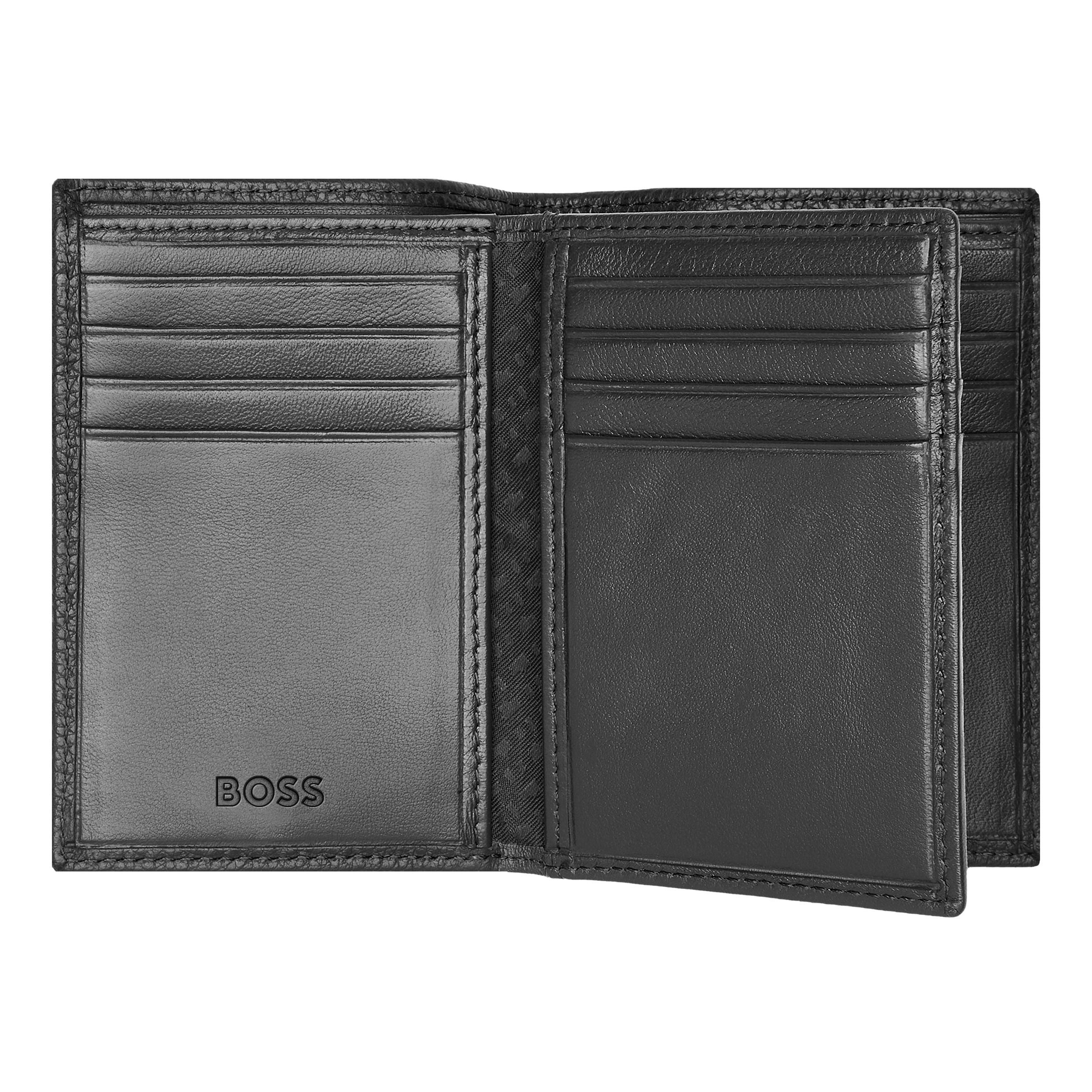 Leather Card Holder Trifold Classic Grained Black