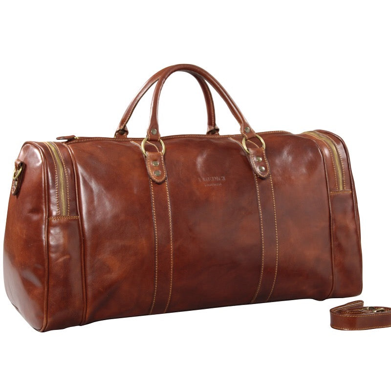 Leather Travel bag with end pockets