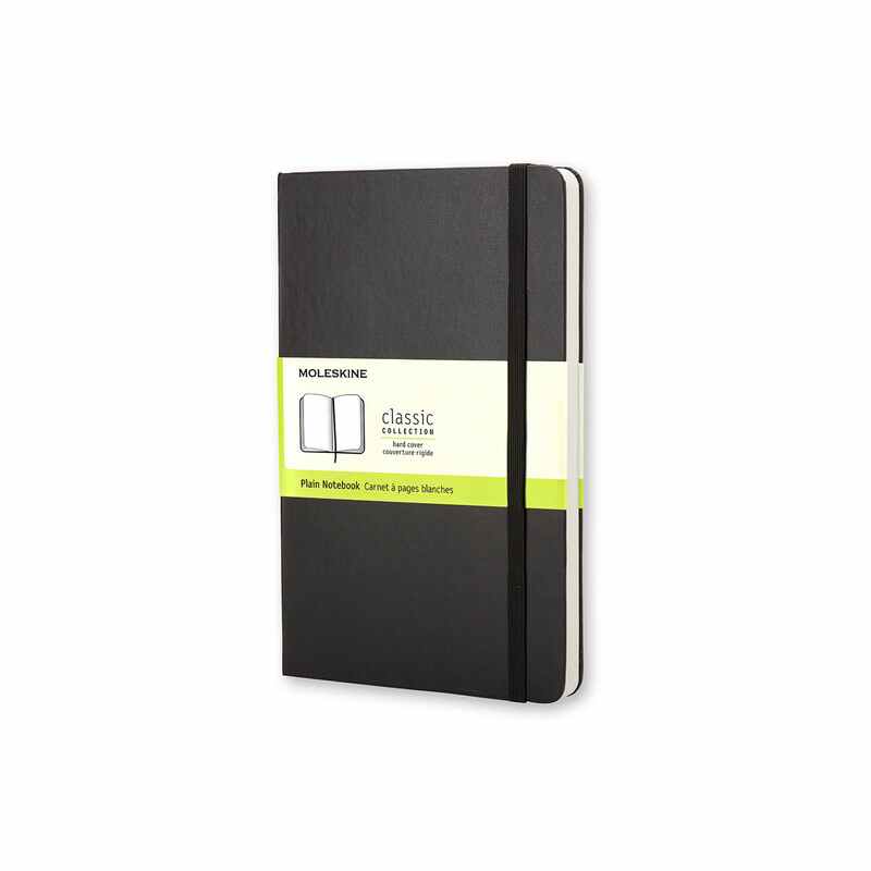 Classic Hard Cover Notebook - Plain - Large - Black