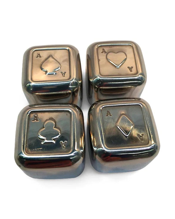 Playing Card Suits Ice Cubes - 4 Pieces Stainless Steel