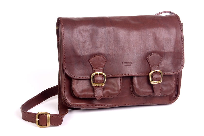 Satchel with pockets and shoulder strap Chocolate