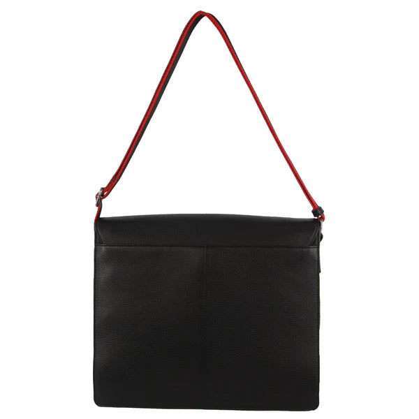 Designer Leather Flap-Over Laptop Bag