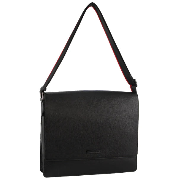 Designer Leather Flap-Over Laptop Bag