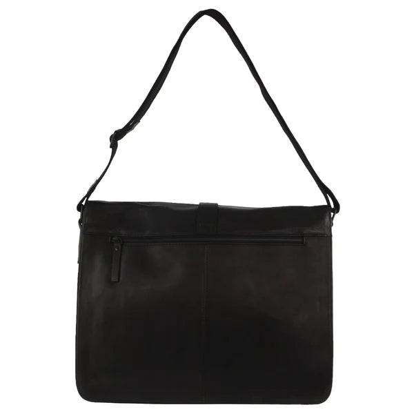 Classic Leather Flap-Over Laptop Bag