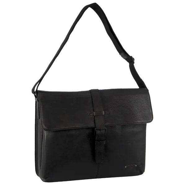 Classic Leather Flap-Over Laptop Bag