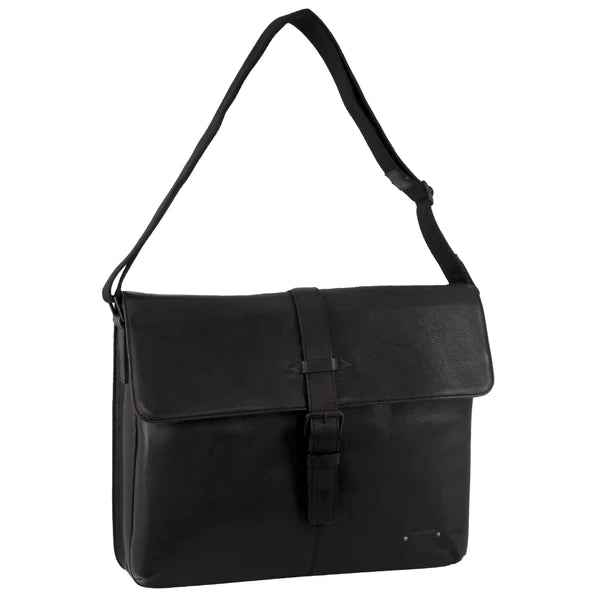 Pierre Cardin Classic Leather Flap-Over Laptop Bag