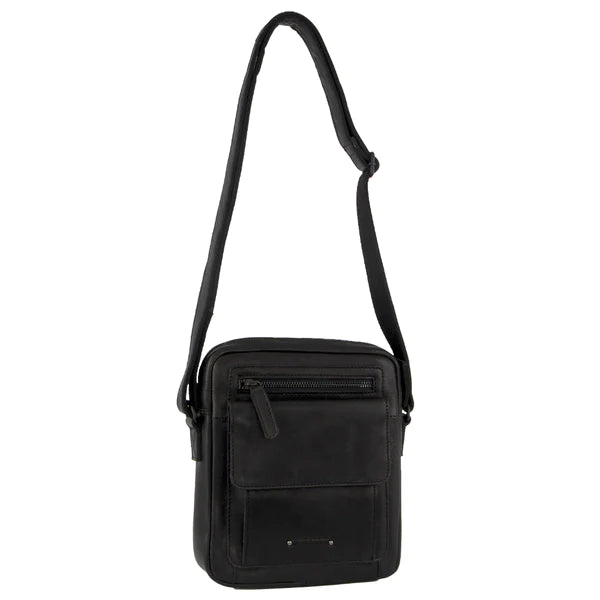 Chic Leather Men's Crossbody Bag with Multiple Compartments
