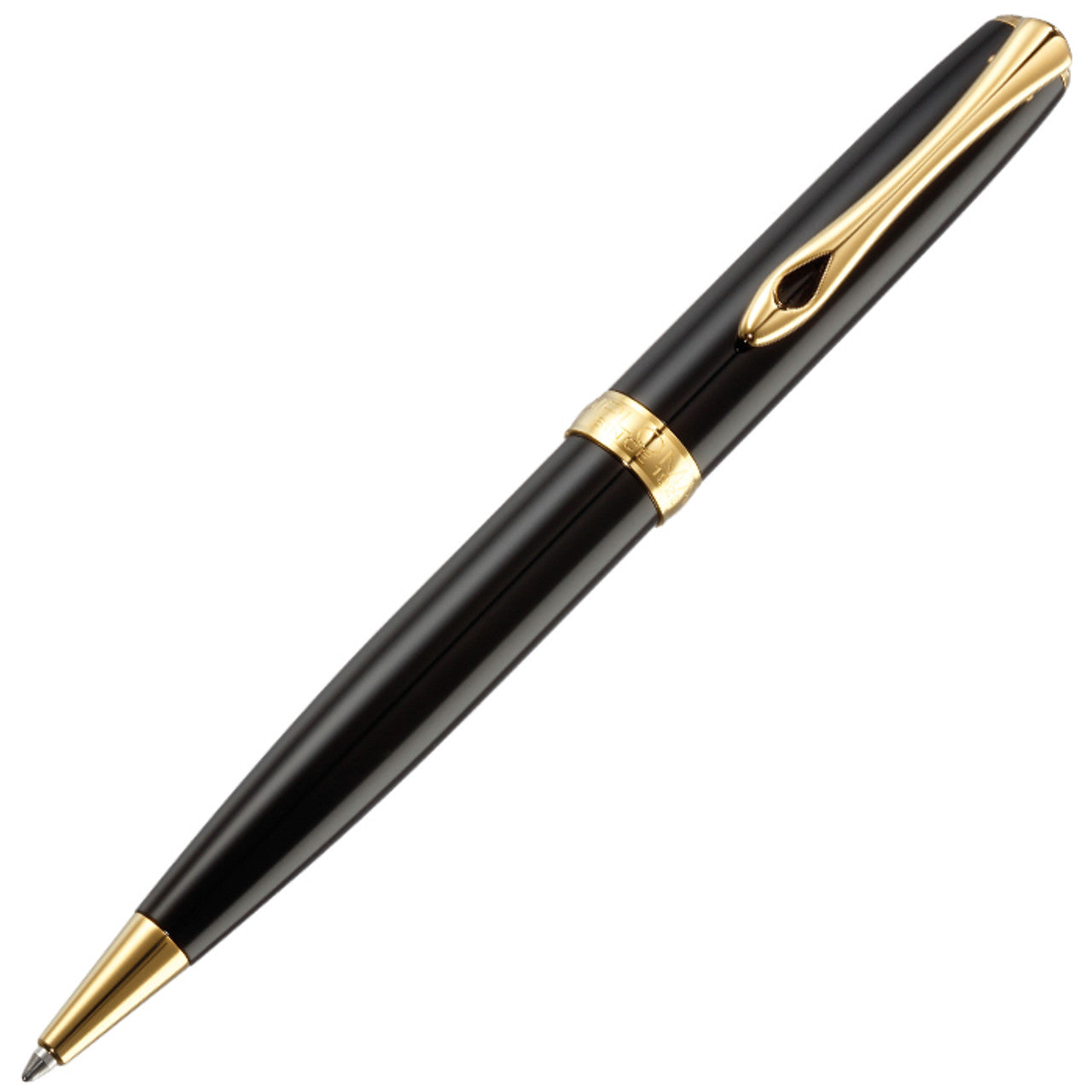 Excellence A2 Black Lacquer Gold Trim Ball Pen