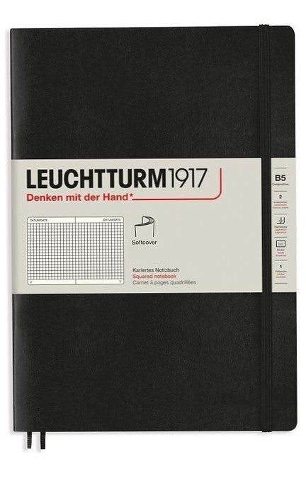 Notebook Composition (B5) squared, softcover, 121 numbered pages, black