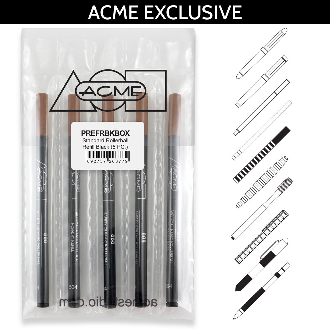 Acme Felt Tip Pen Refill Acme Pen Refills ACME Studios Rollerball