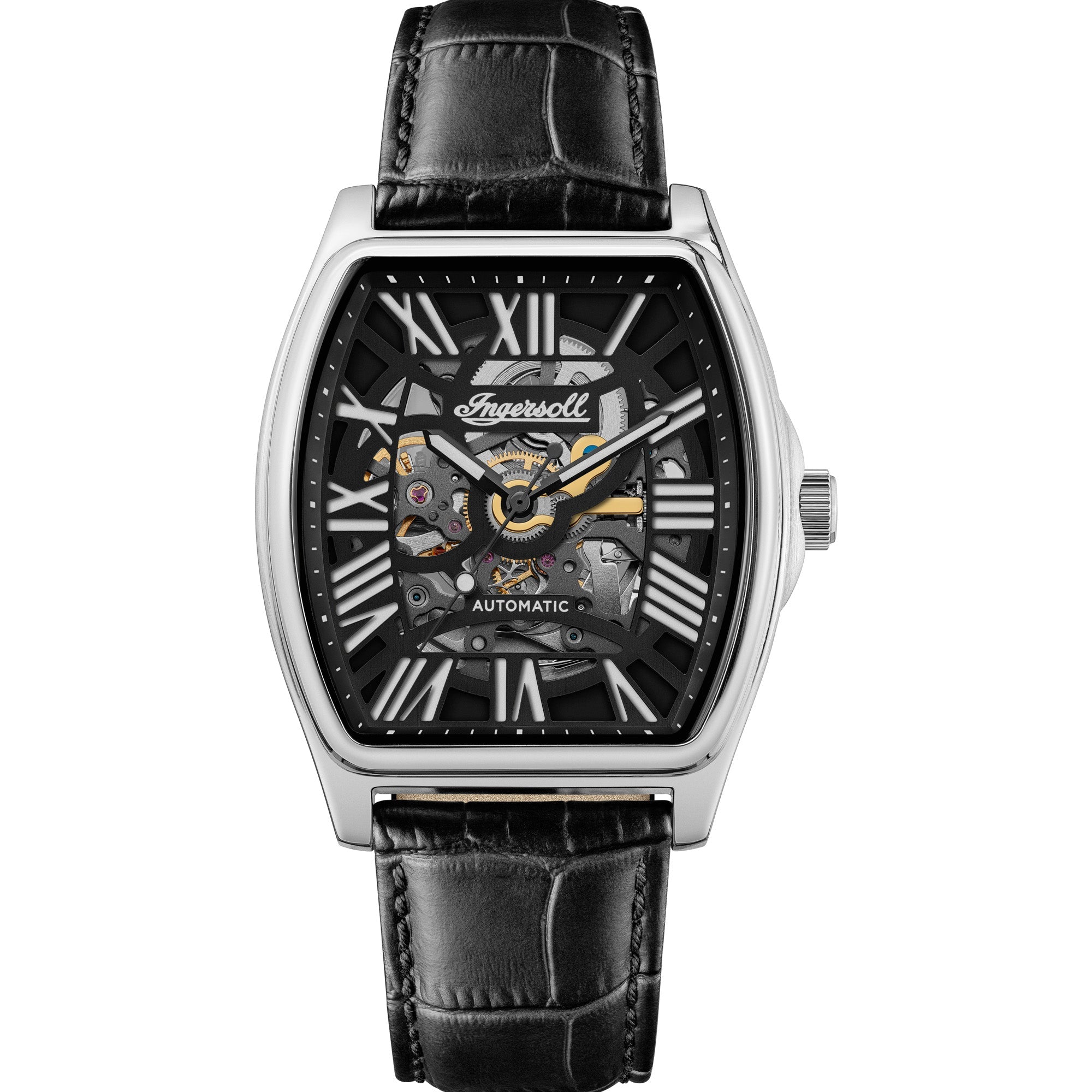 The California Automatic Black Leather Strap Watch