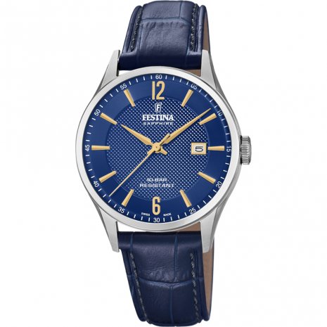 Swiss Blue Leather Watch