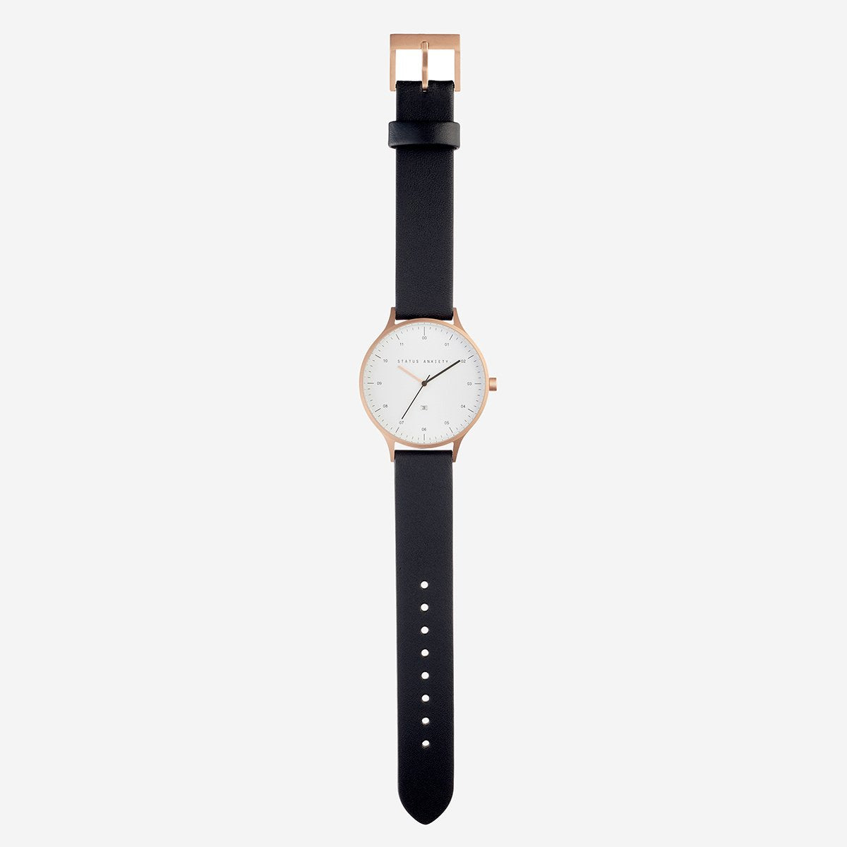 Status Anxiety Watch Inertia Brushed Copper  White Face  Black Strap