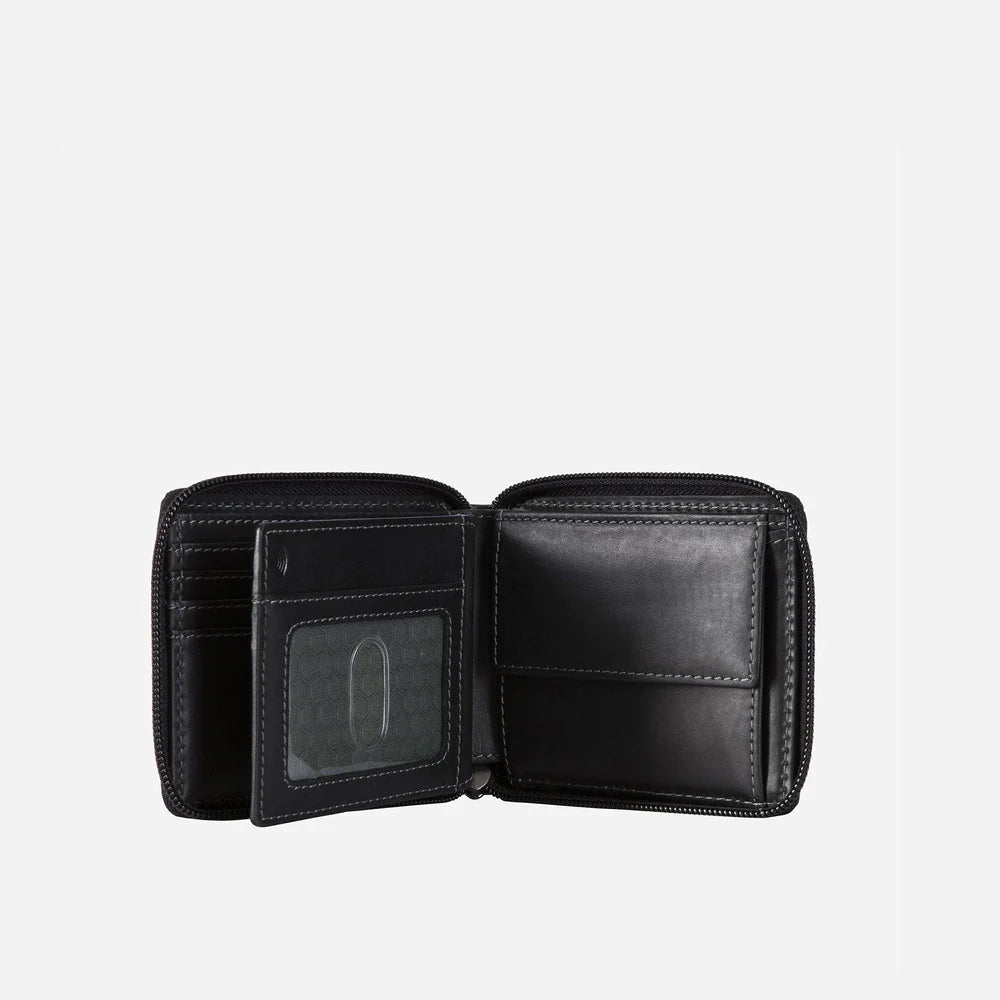 LARGE ZIP AROUND WALLET WITH COIN, BLACK