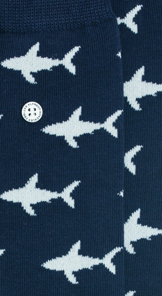 SHARK ATTACK NAVY SOCKS - MEDIUM