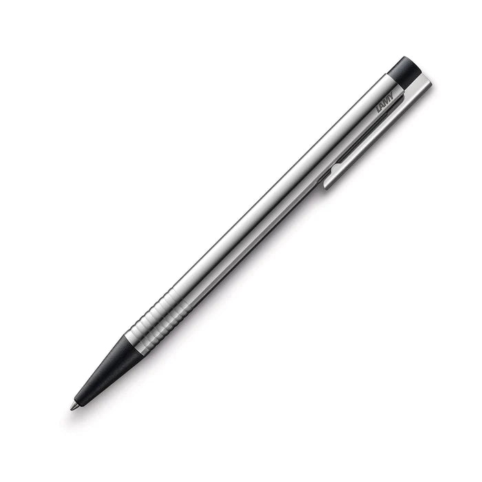 Logo Ballpoint Pen, Stainless-Steel-&-Black