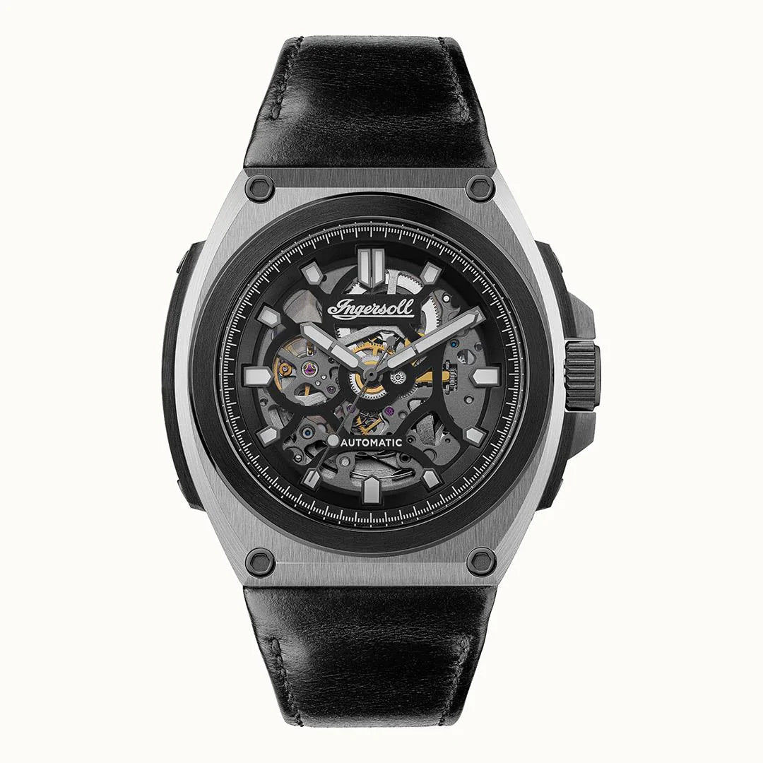 The Motion Automatic Black Leather Watch