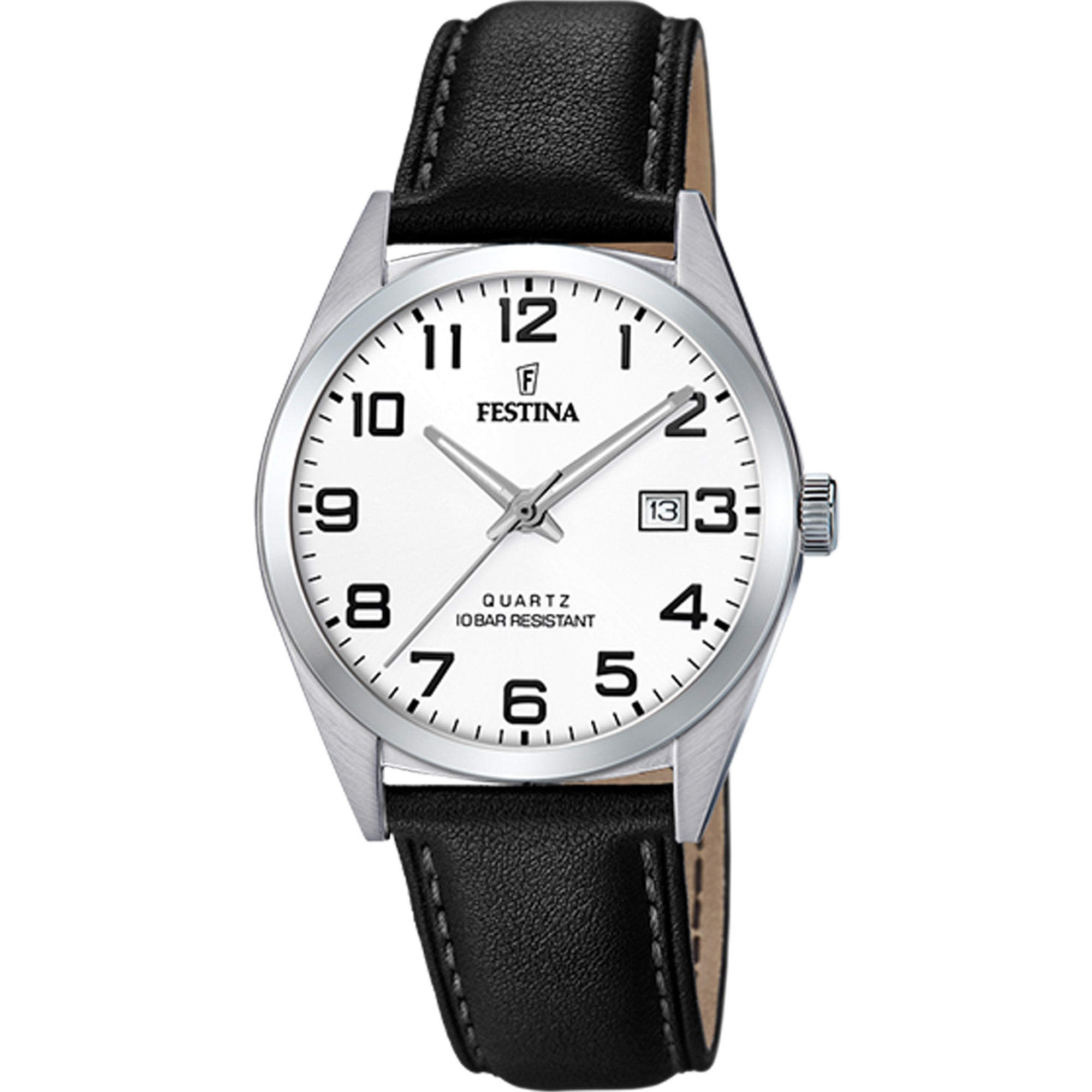 Classic 40mm Black Leather  Watch
