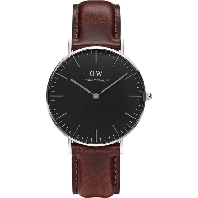 Daniel Wellington 36mm Classic Black Bristol Silver Watch