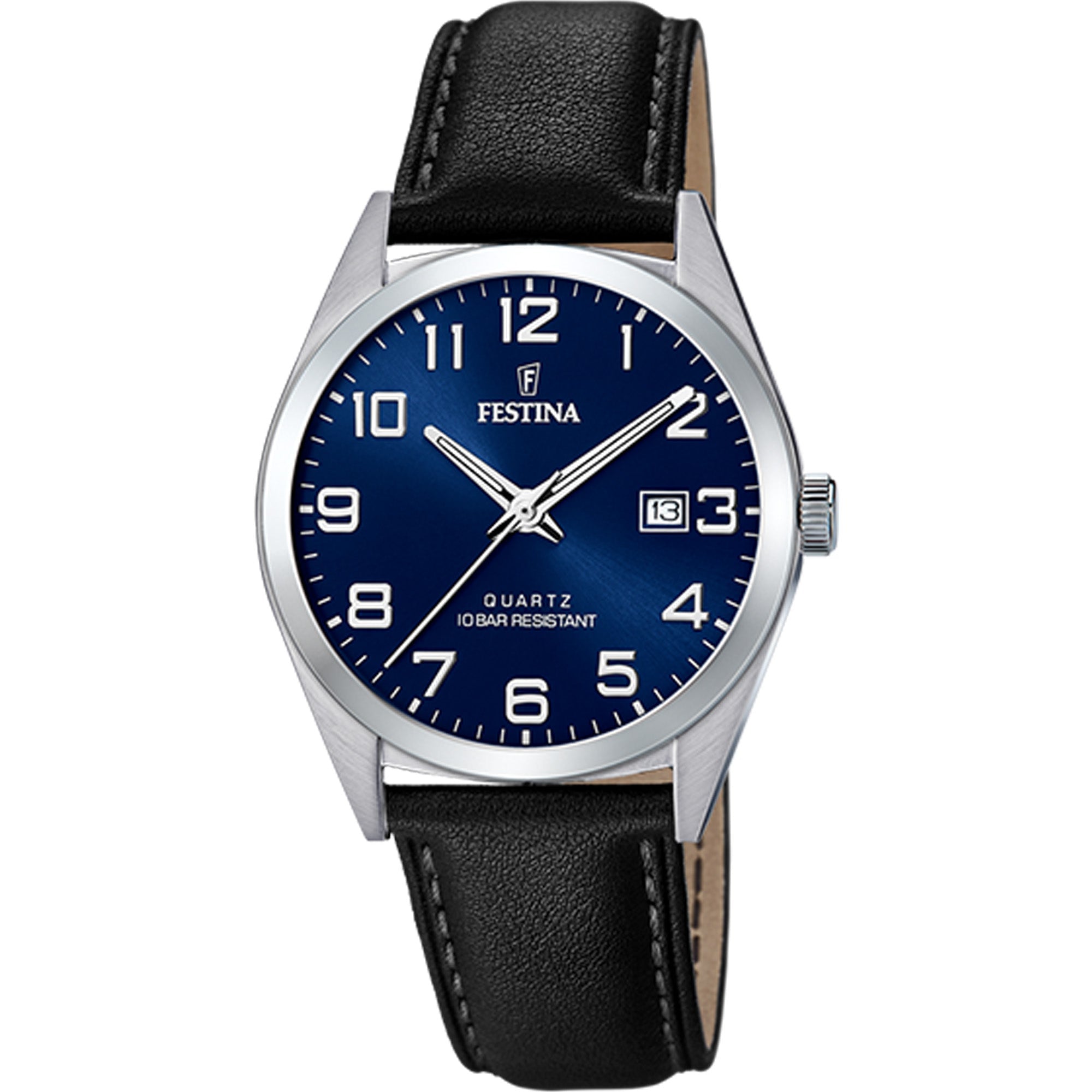 Classic 40mm Blue Dial Black Leather  Watch