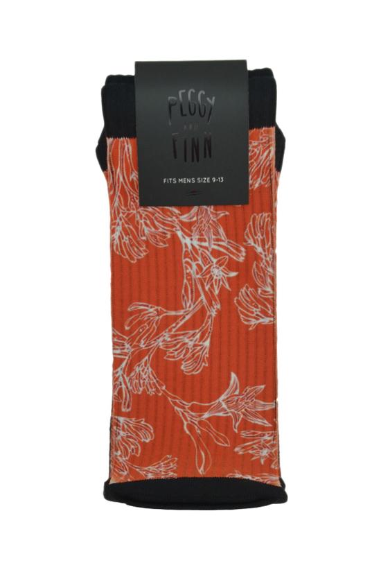 Socks - Kangaroo Paw Burnt Orange