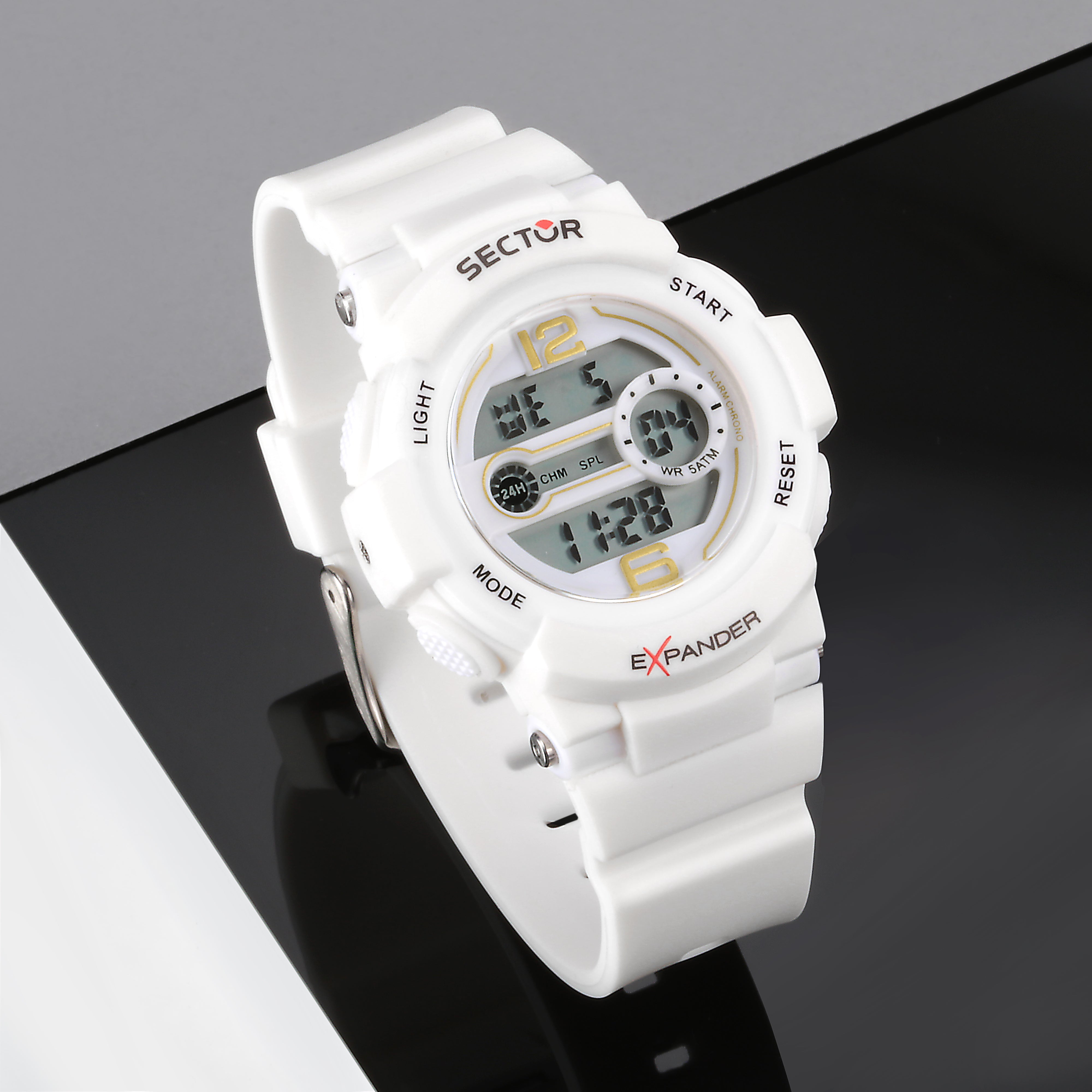 EX-16 White Digital Watch
