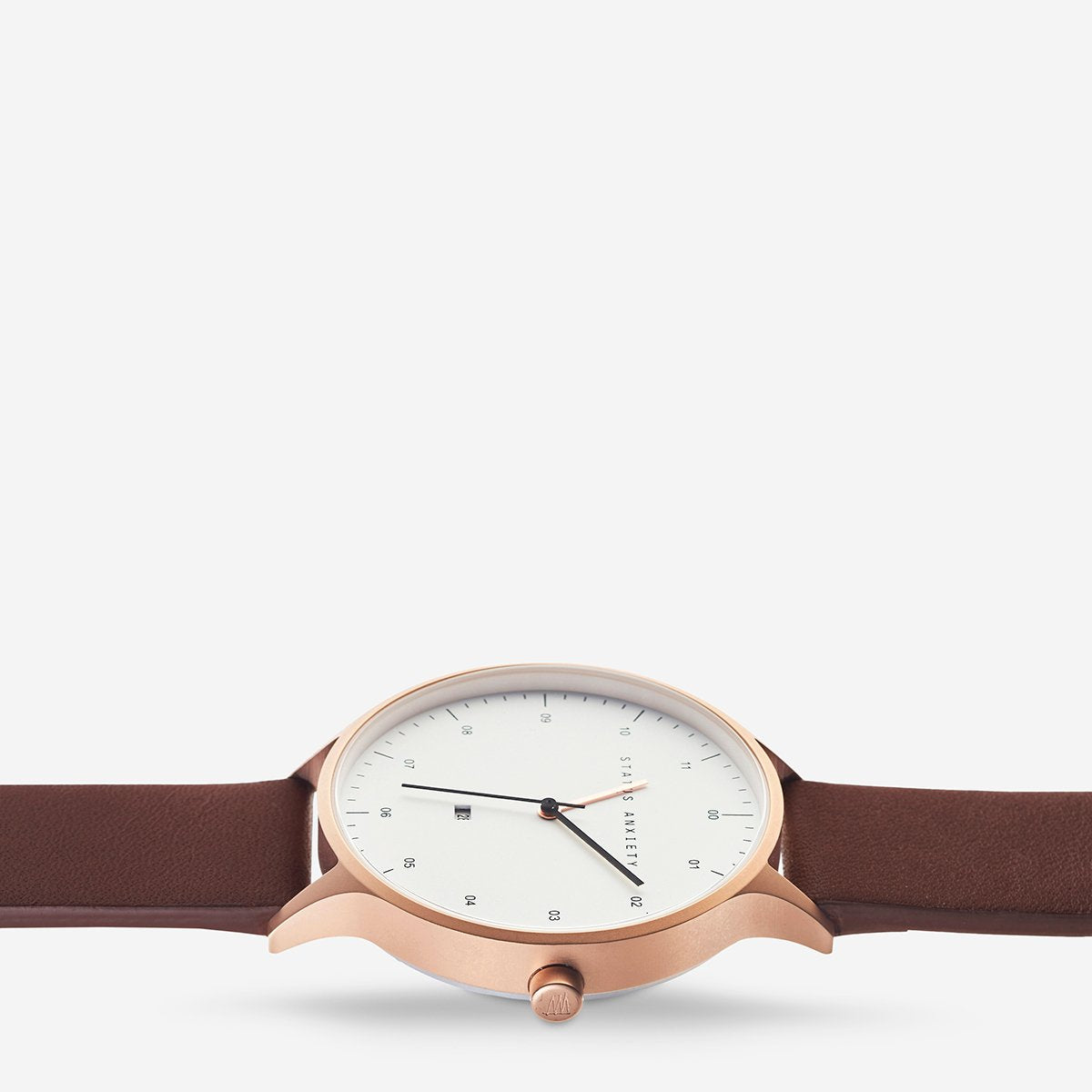 Watch Inertia Brushed Copper / White Face / Brown Strap