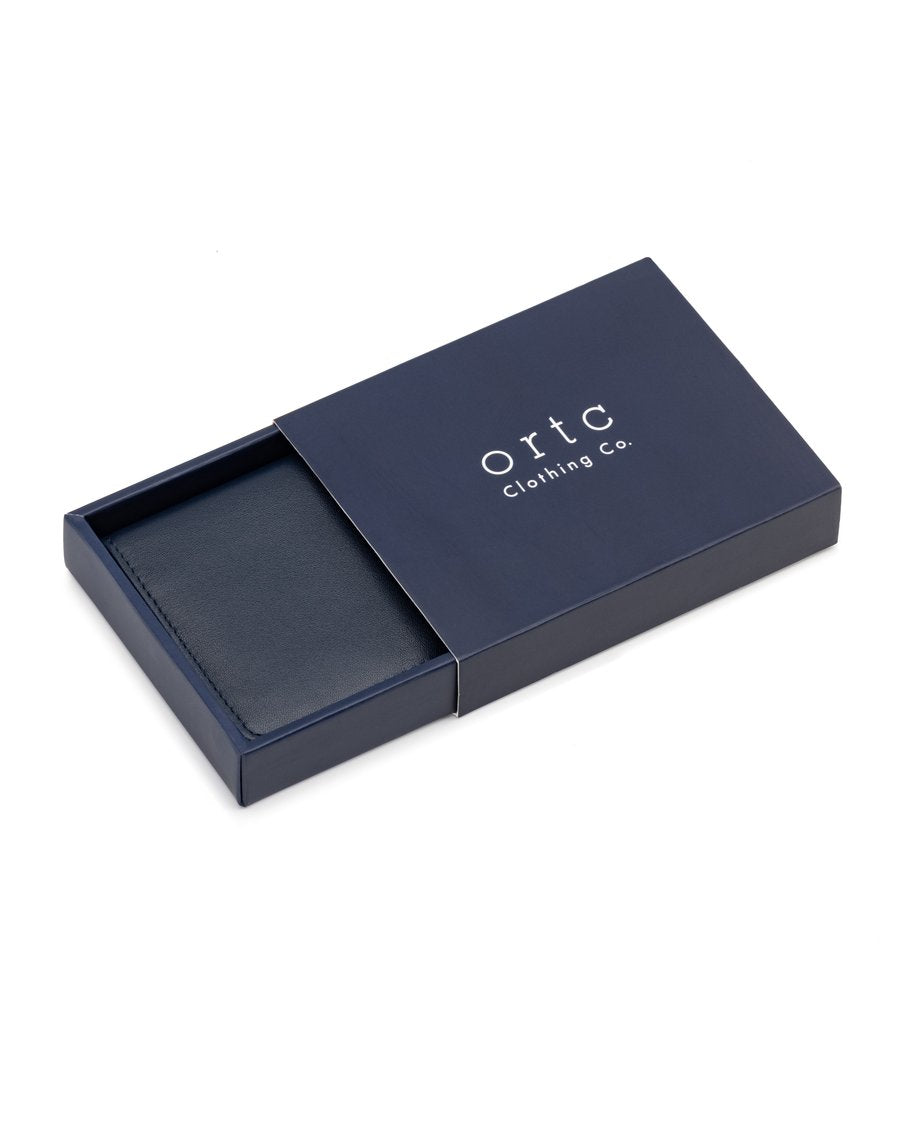 Leather Bifold Card Holder Navy